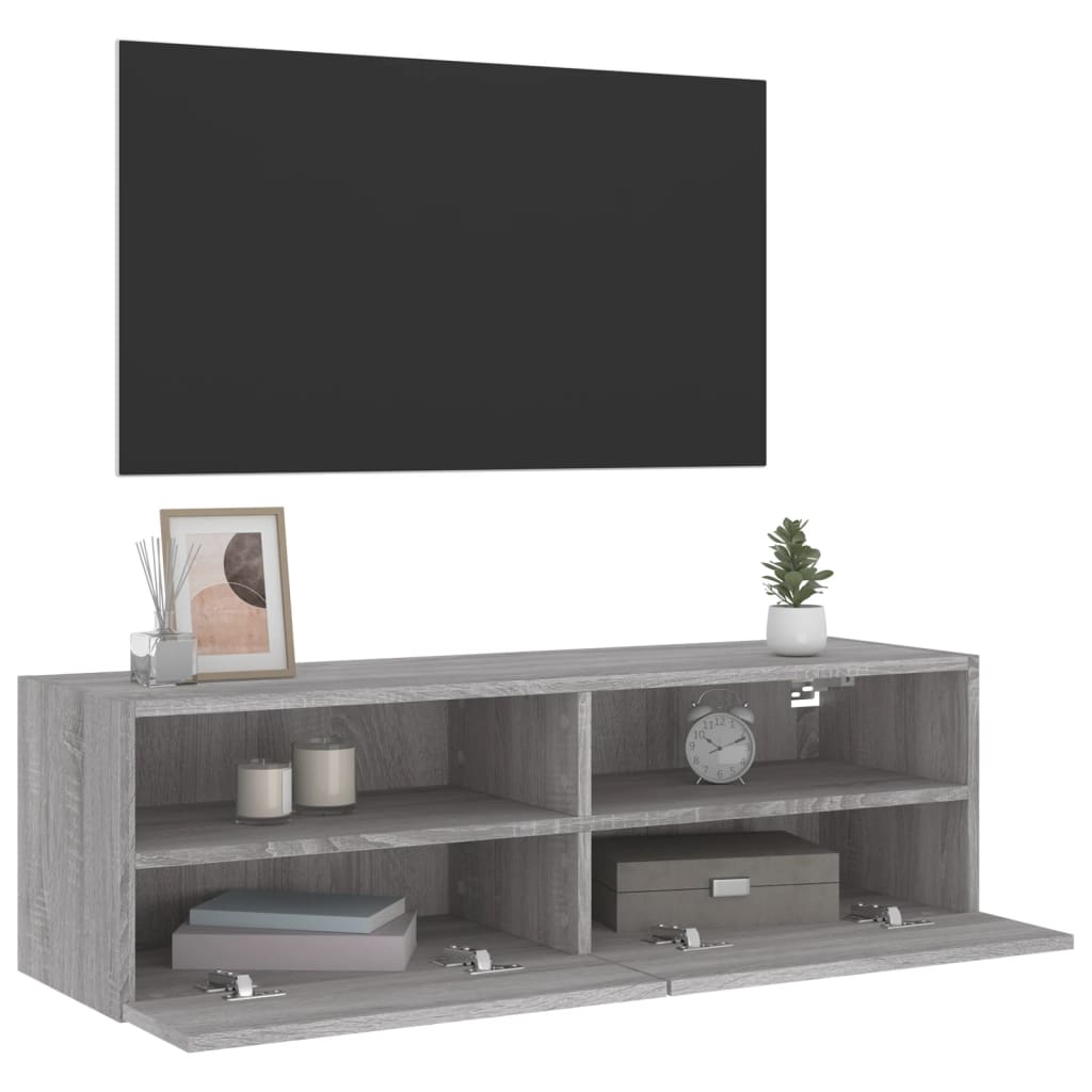 szürke sonoma színű szerelt fa TV-szekrény 100 x 30 x 30 cm