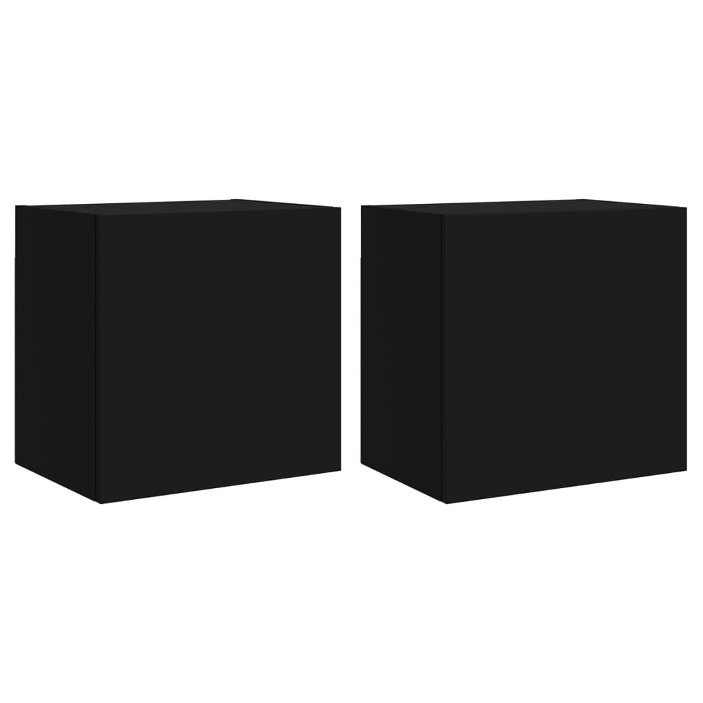 2 db fekete szerelt fa fali TV-szekrény 40,5 x 30 x 40 cm