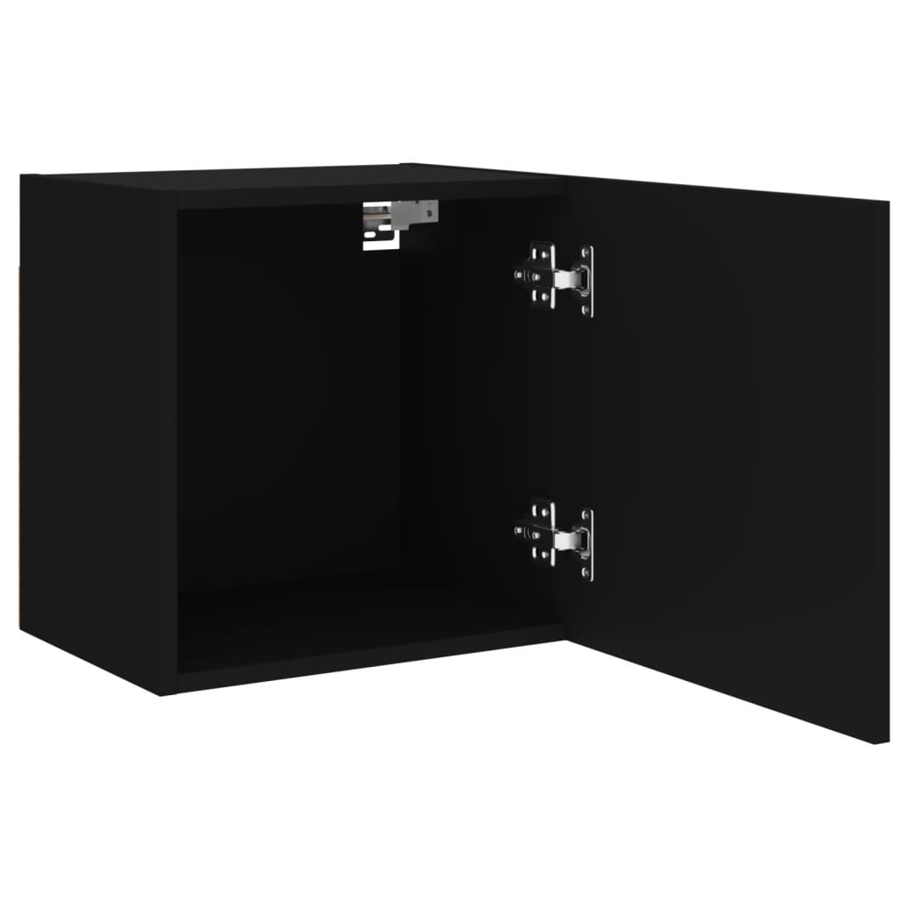 2 db fekete szerelt fa fali TV-szekrény 40,5 x 30 x 40 cm