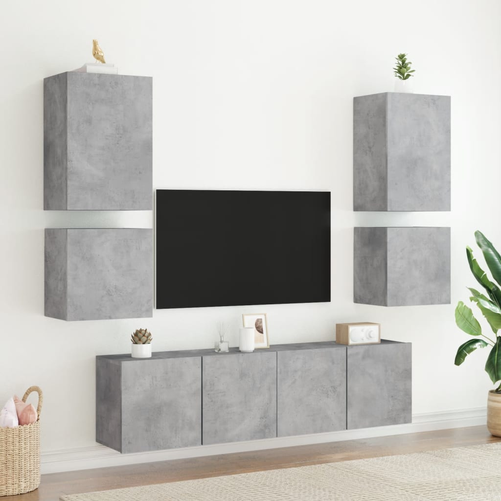betonszürke szerelt fa fali TV-szekrény 40,5 x 30 x 40 cm