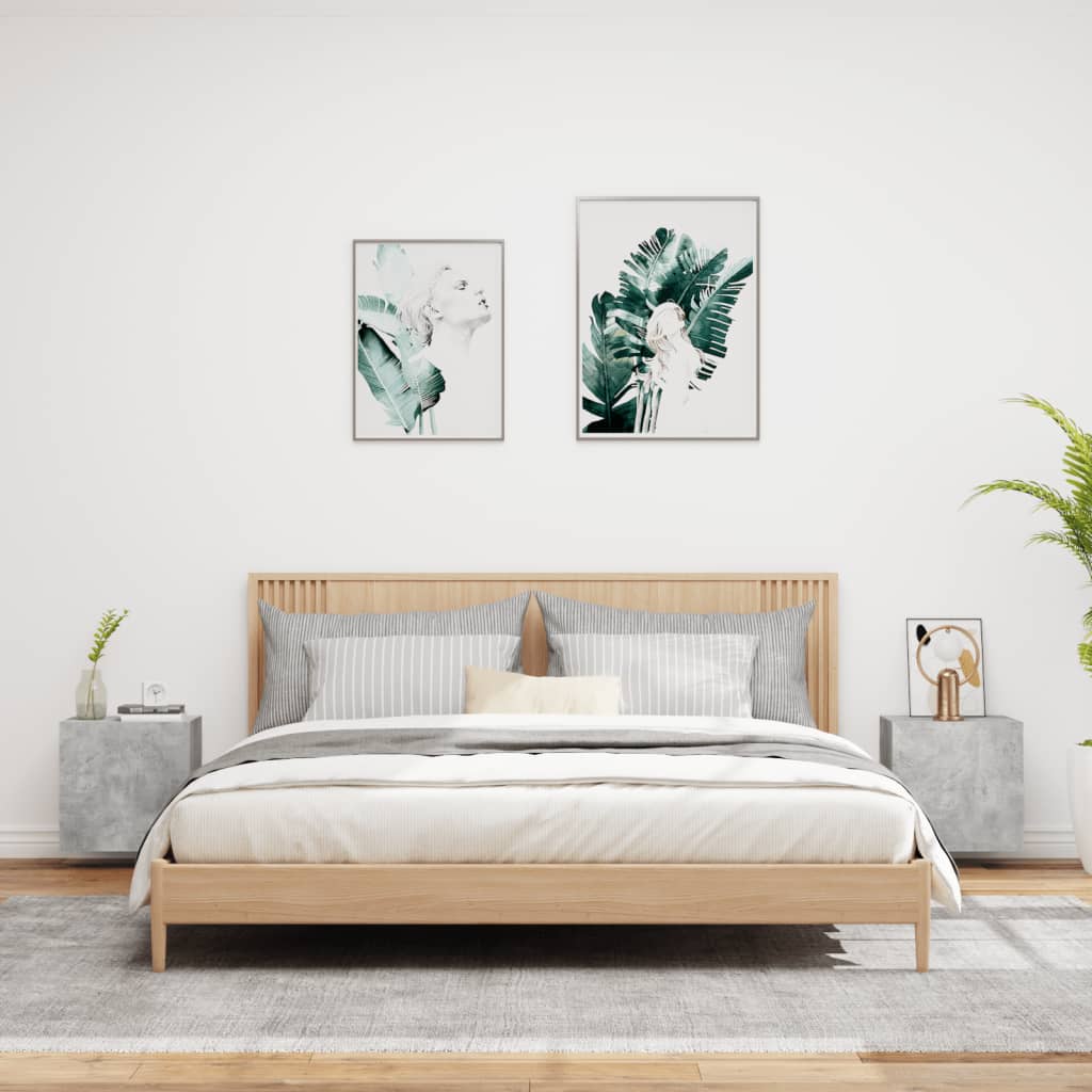 2 db betonszürke szerelt fa fali TV-szekrény 40,5 x 30 x 40 cm