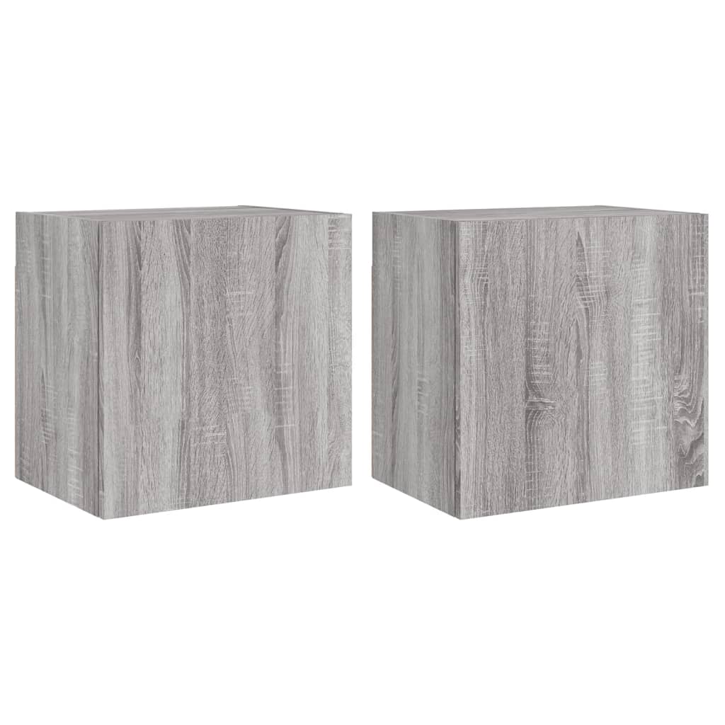2 db szürke sonoma szerelt fa fali TV-szekrény 40,5x30x40 cm