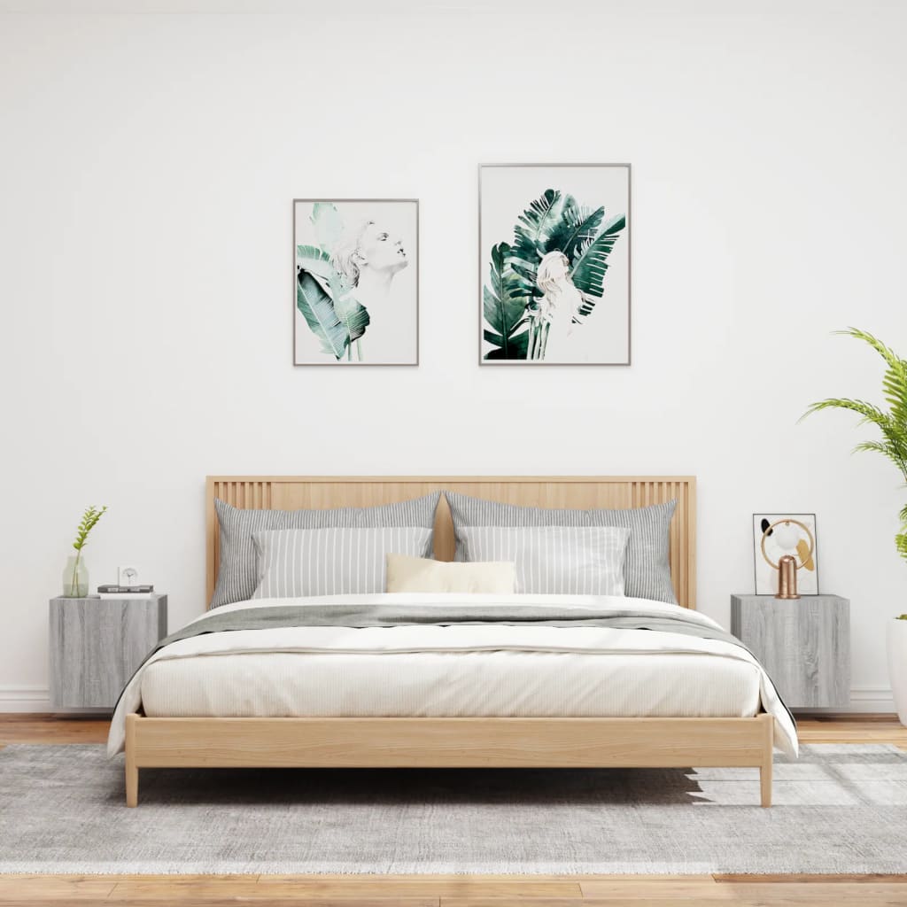 2 db szürke sonoma szerelt fa fali TV-szekrény 40,5x30x40 cm