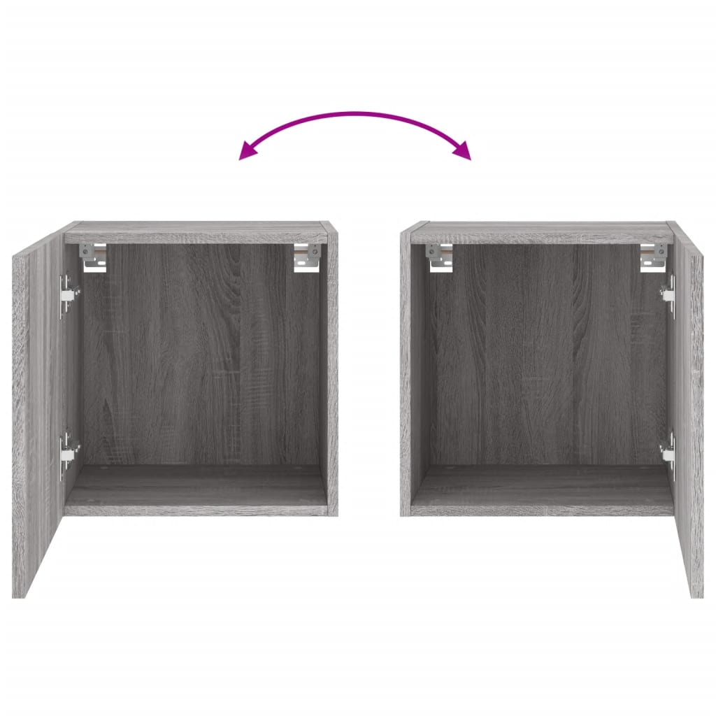 2 db szürke sonoma szerelt fa fali TV-szekrény 40,5x30x40 cm