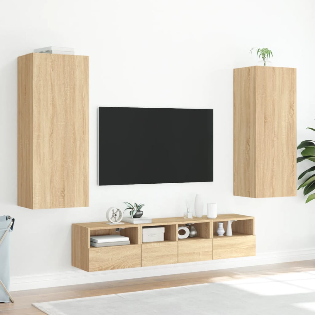 sonoma tölgyszín szerelt fa fali TV-szekrény 40,5 x 30 x 102 cm