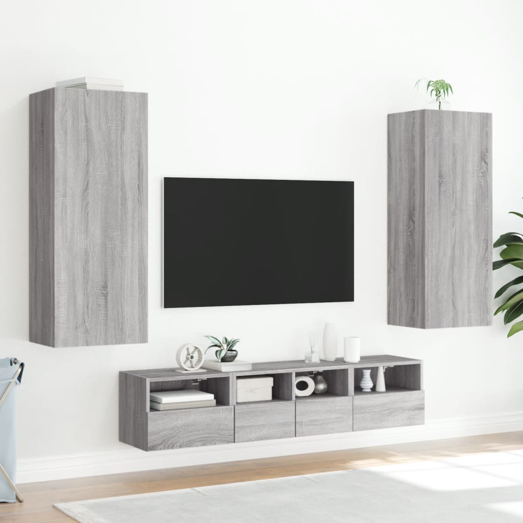 szürke sonoma színű szerelt fa TV-szekrény 40,5 x 30 x 102 cm