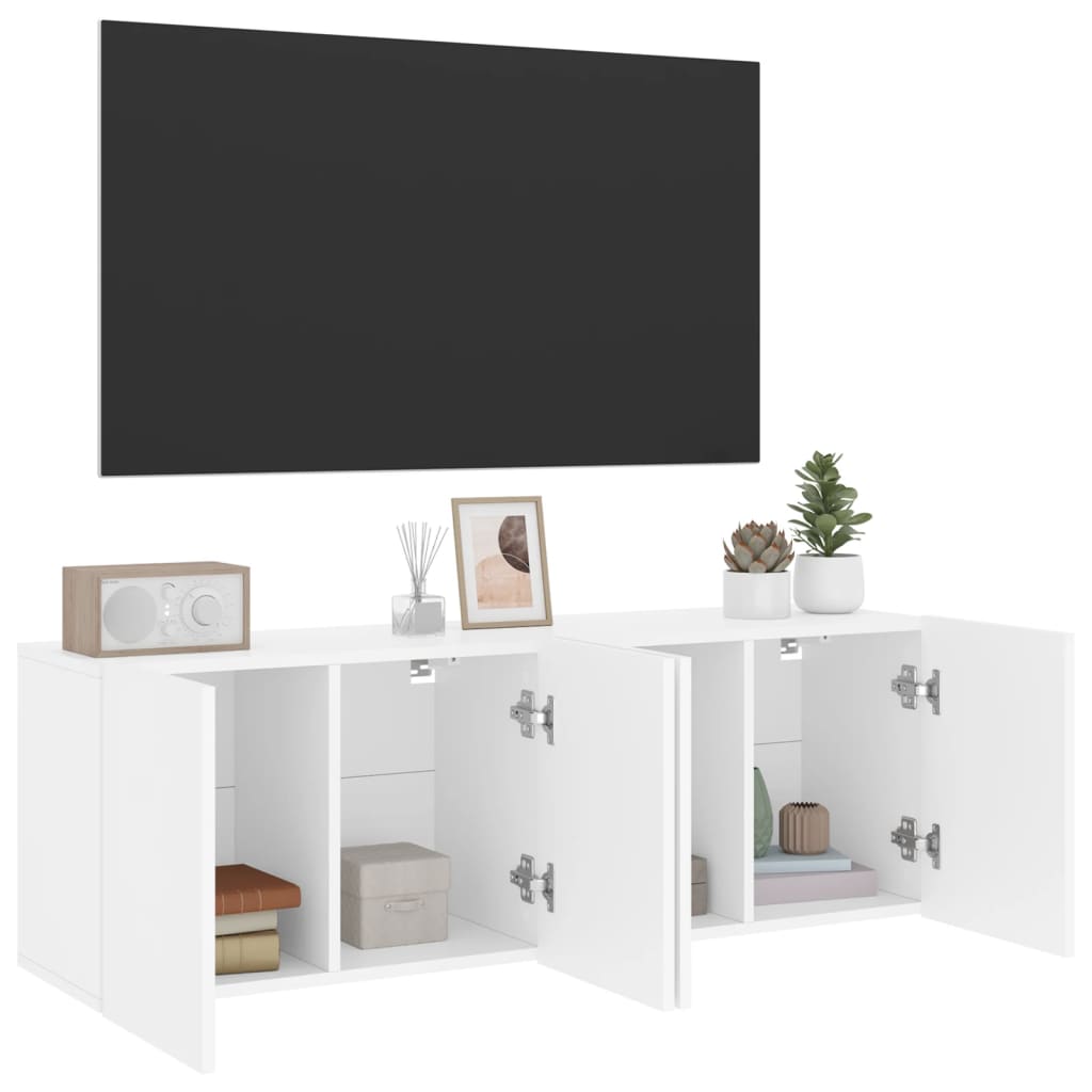 2 db fehér falra szerelhető TV-szekrény 60 x 30 x 41 cm