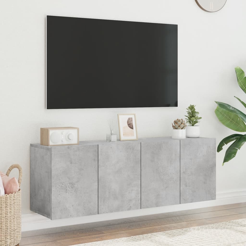 2 db betonszürke falra szerelhető TV-szekrény 60 x 30 x 41 cm