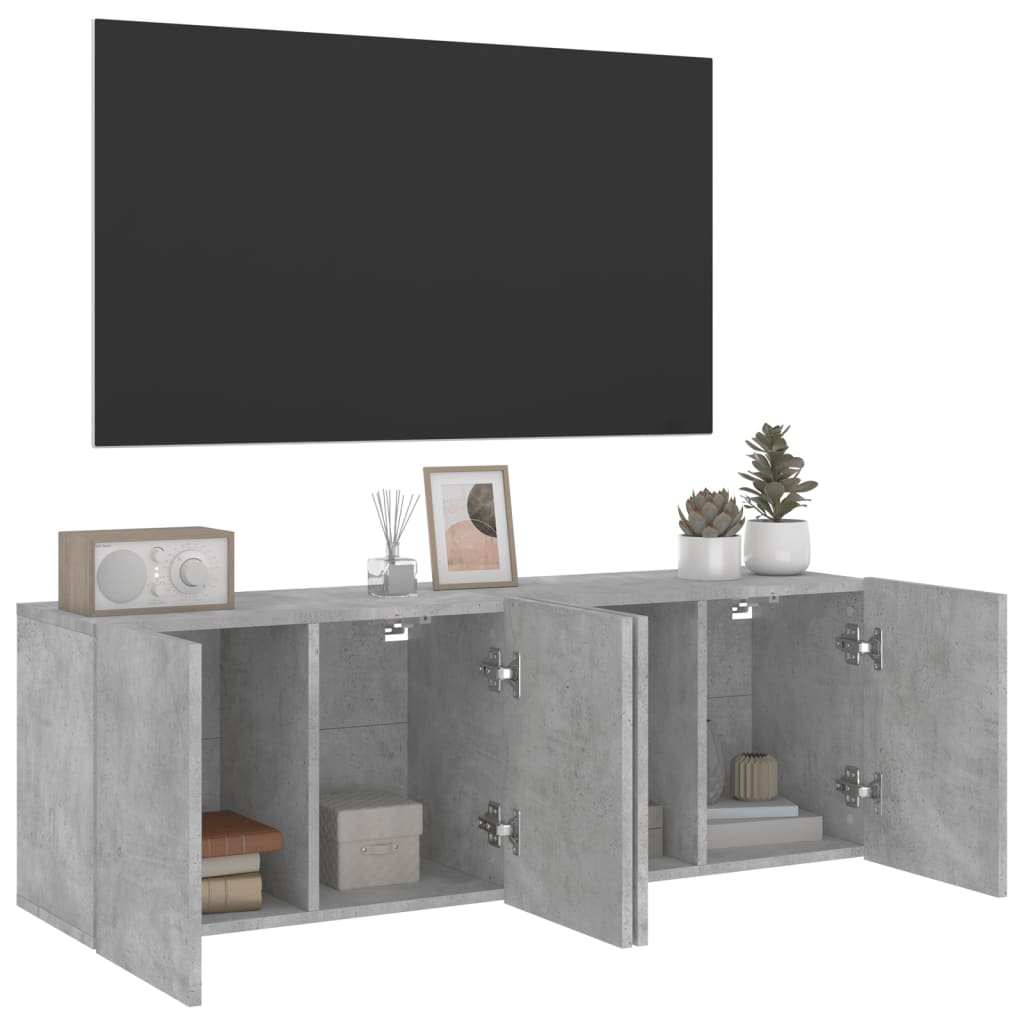 2 db betonszürke falra szerelhető TV-szekrény 60 x 30 x 41 cm