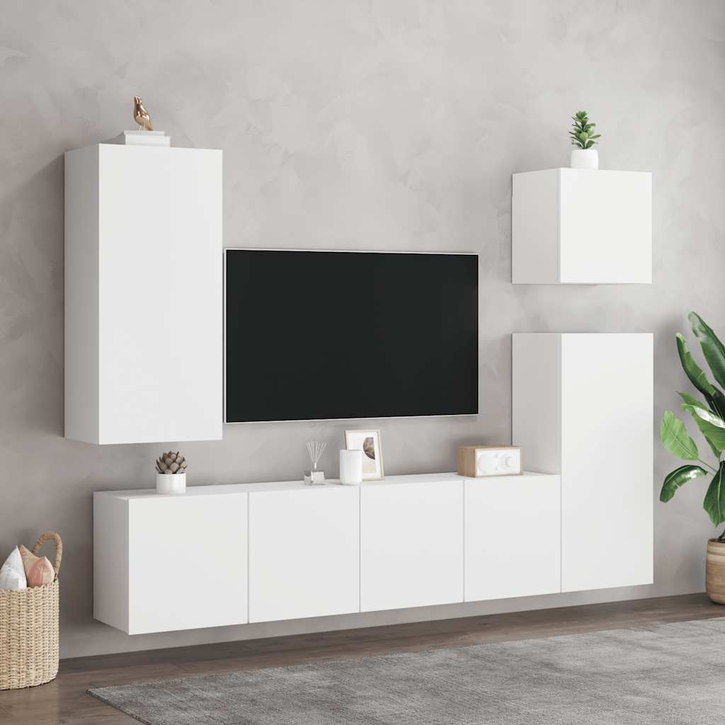 2 db fehér falra szerelhető TV-szekrény 80 x 30 x 41 cm