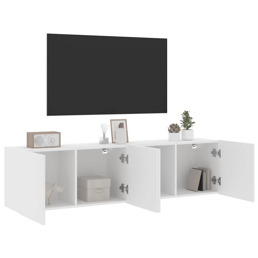 2 db fehér falra szerelhető TV-szekrény 80 x 30 x 41 cm