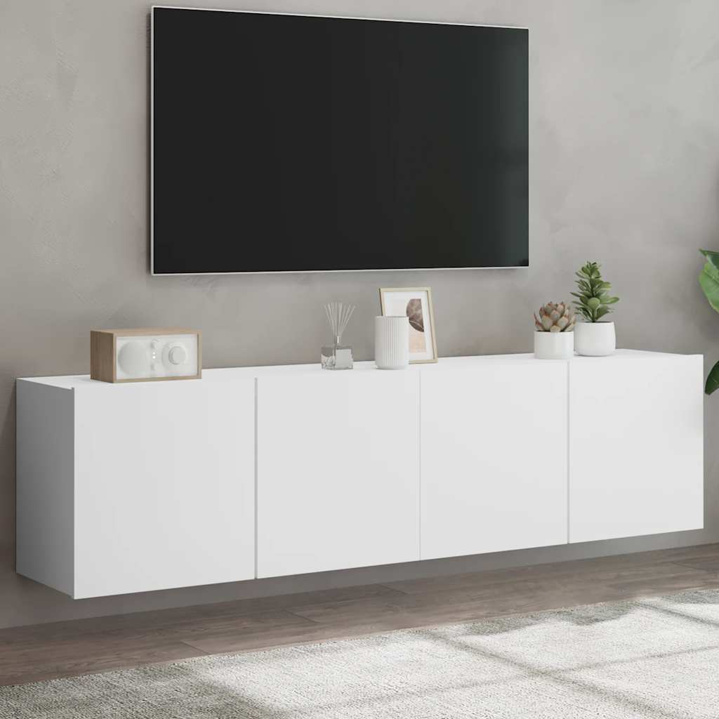 2 db fehér falra szerelhető TV-szekrény 80 x 30 x 41 cm