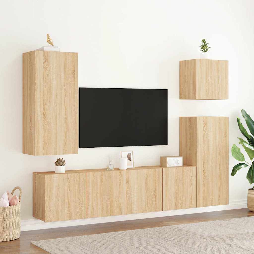 sonoma tölgy színű falra szerelhető TV-szekrény 80 x 30 x 41 cm