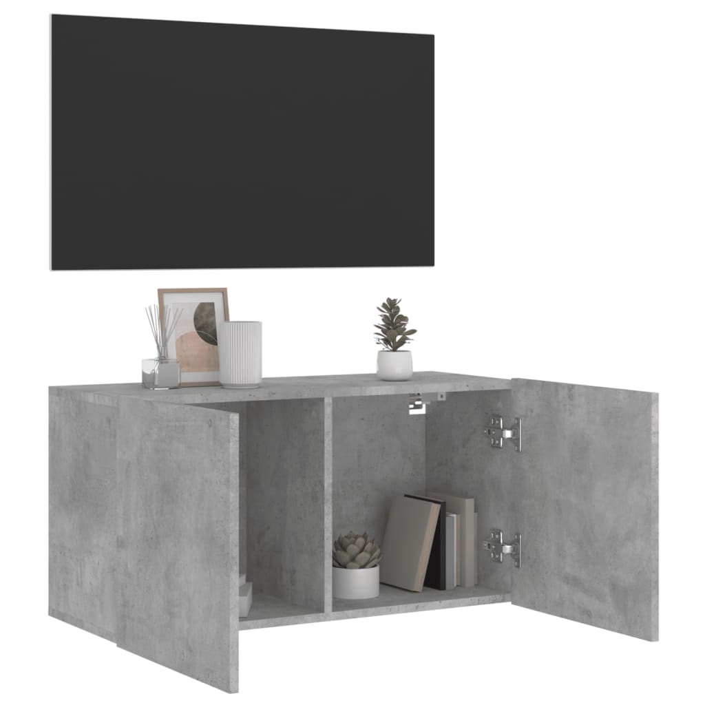 betonszürke falra szerelhető TV-szekrény 80 x 30 x 41 cm