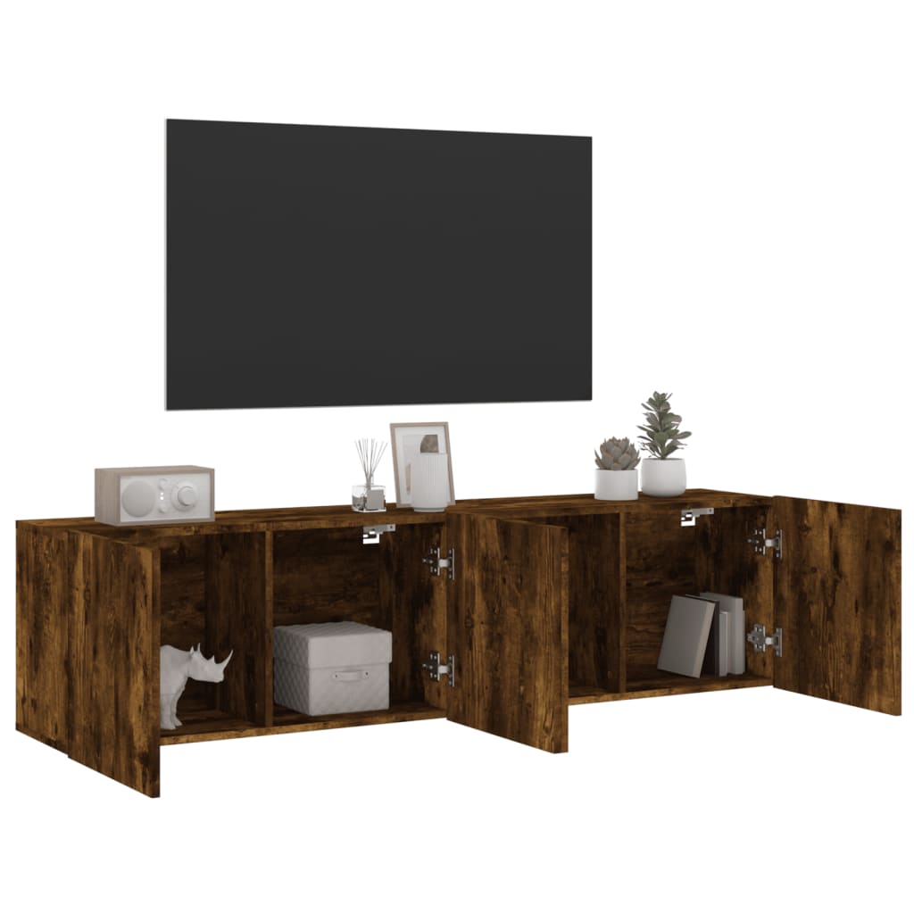 2 db füstös tölgy színű fali TV-szekrény 80 x 30 x 41 cm