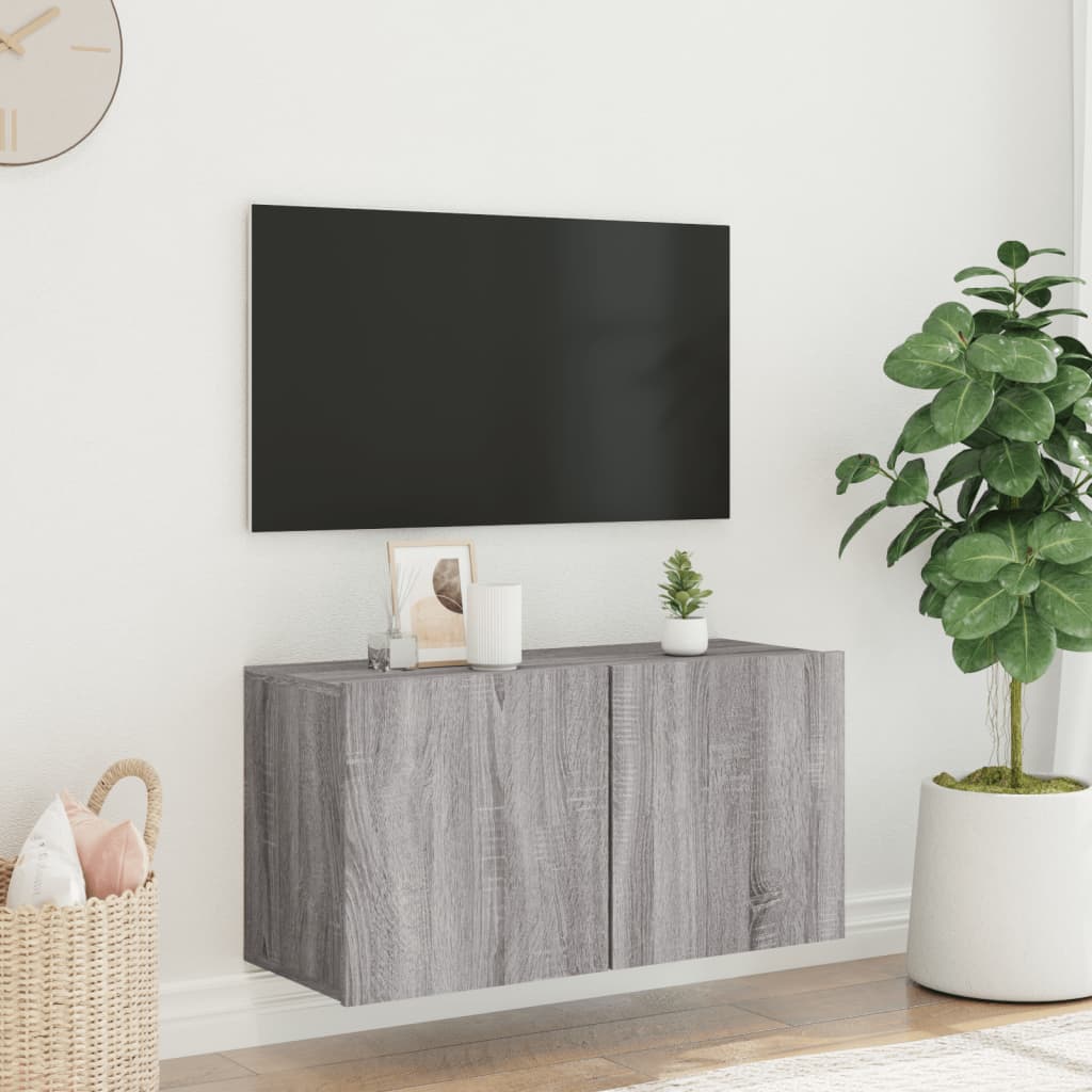 szürke sonoma színű falra szerelhető TV-szekrény 80 x 30 x 41cm