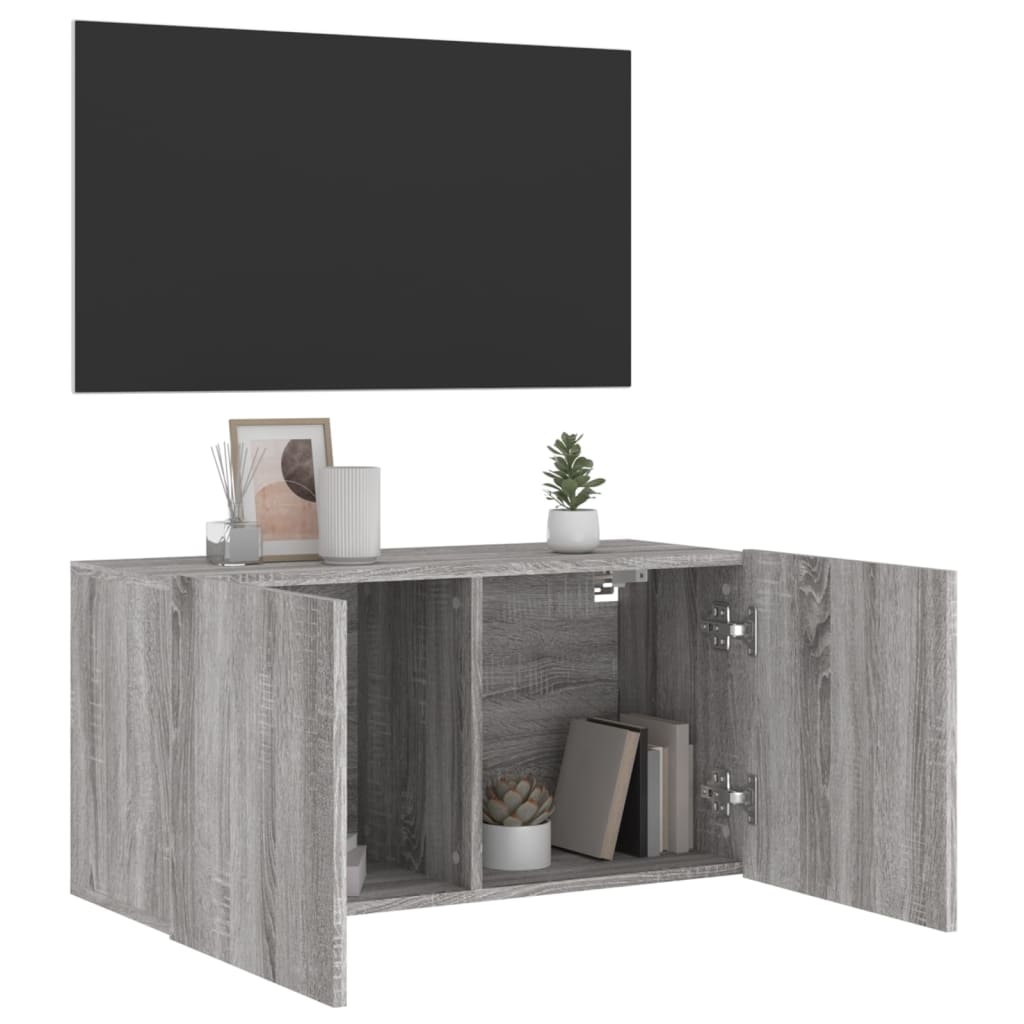 szürke sonoma színű falra szerelhető TV-szekrény 80 x 30 x 41cm