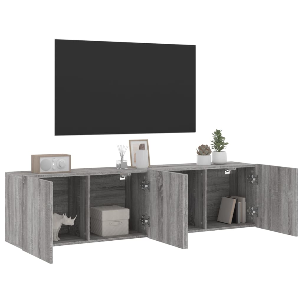 2 db szürke sonoma színű fali TV-szekrény 80 x 30 x 41 cm