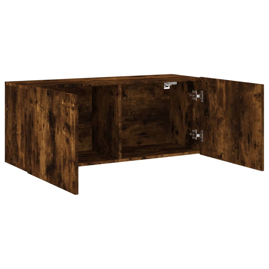 füstös tölgy színű falra szerelhető TV-szekrény 100x30x41 cm
