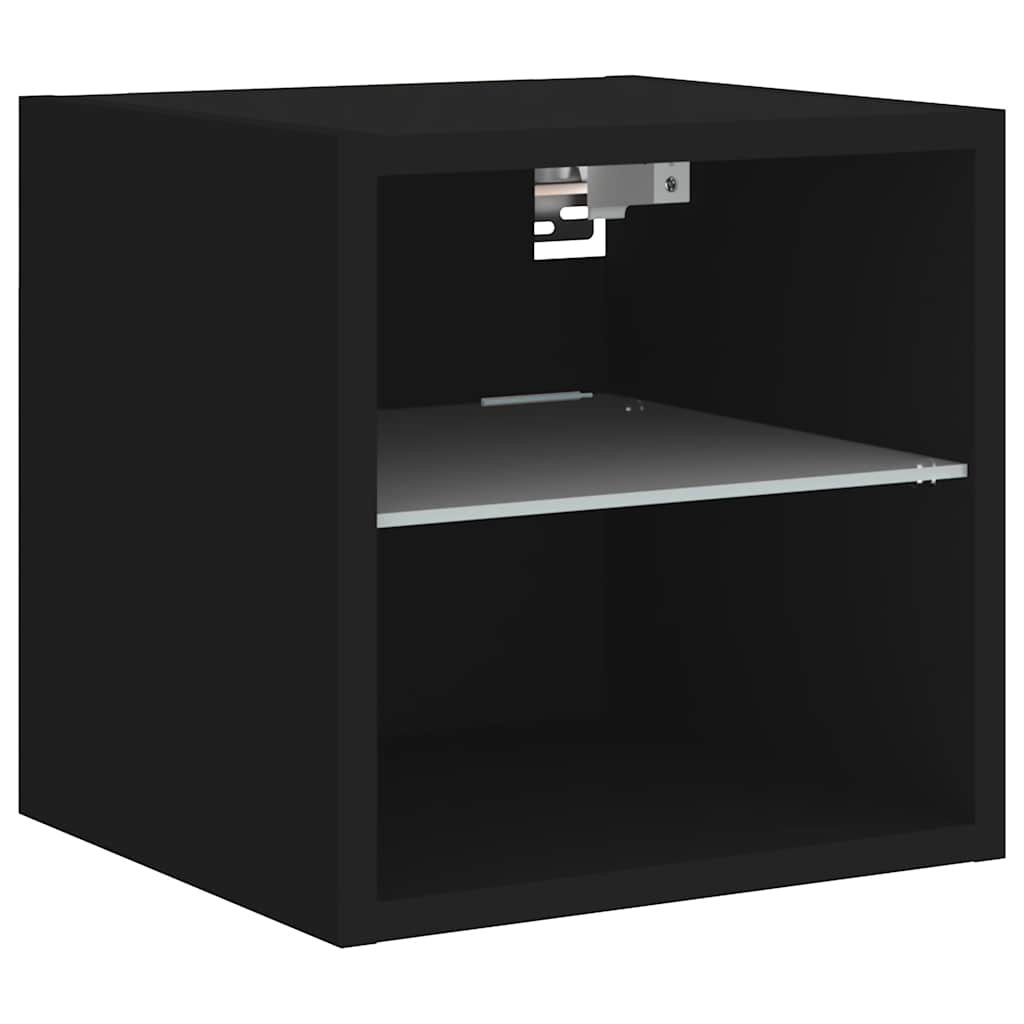 fekete fali TV-szekrény LED-világítással 30 x 28,5 x 30 cm