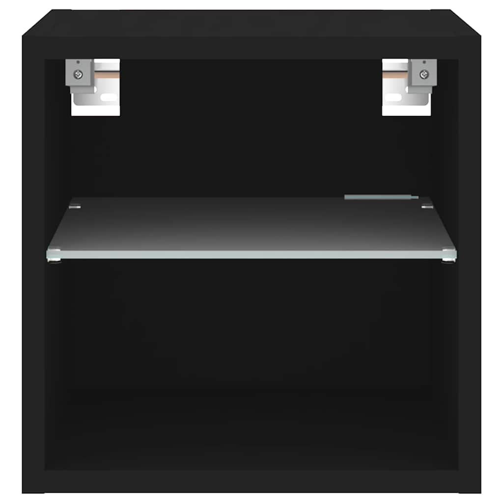 fekete fali TV-szekrény LED-világítással 30 x 28,5 x 30 cm