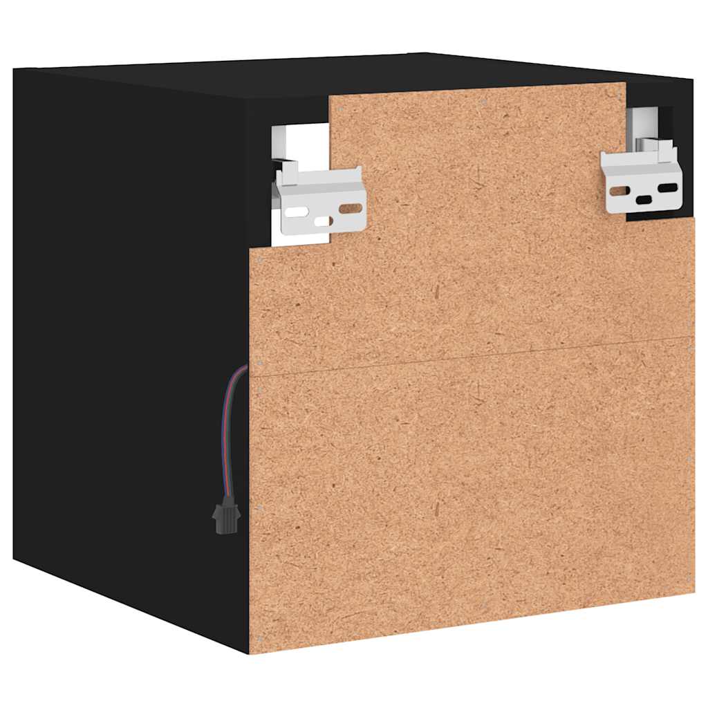 fekete fali TV-szekrény LED-világítással 30 x 28,5 x 30 cm