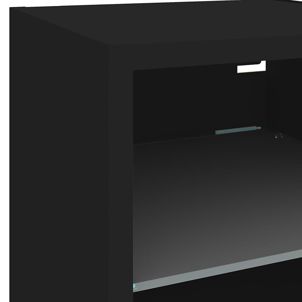 fekete fali TV-szekrény LED-világítással 30 x 28,5 x 30 cm