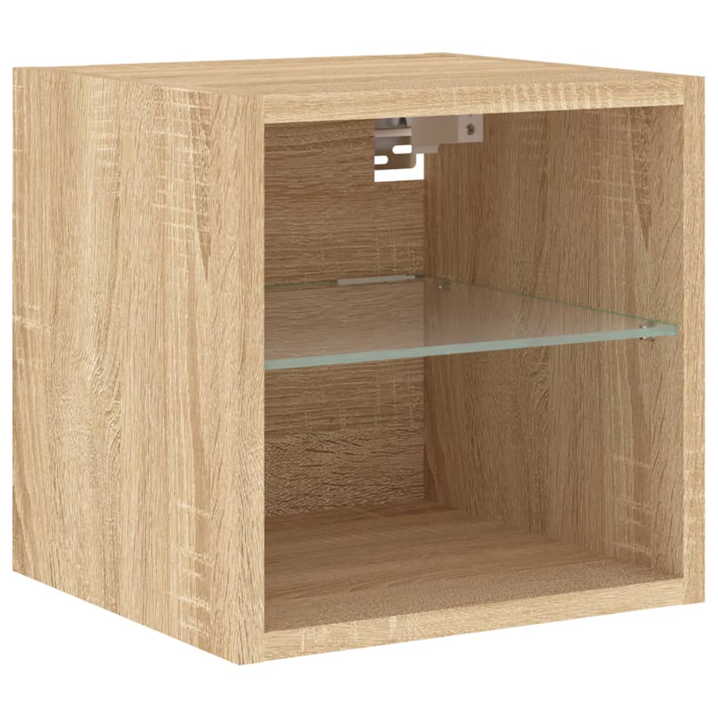 sonoma tölgy színű fali TV-szekrény LED-ekkel 30 x 28,5 x 30 cm