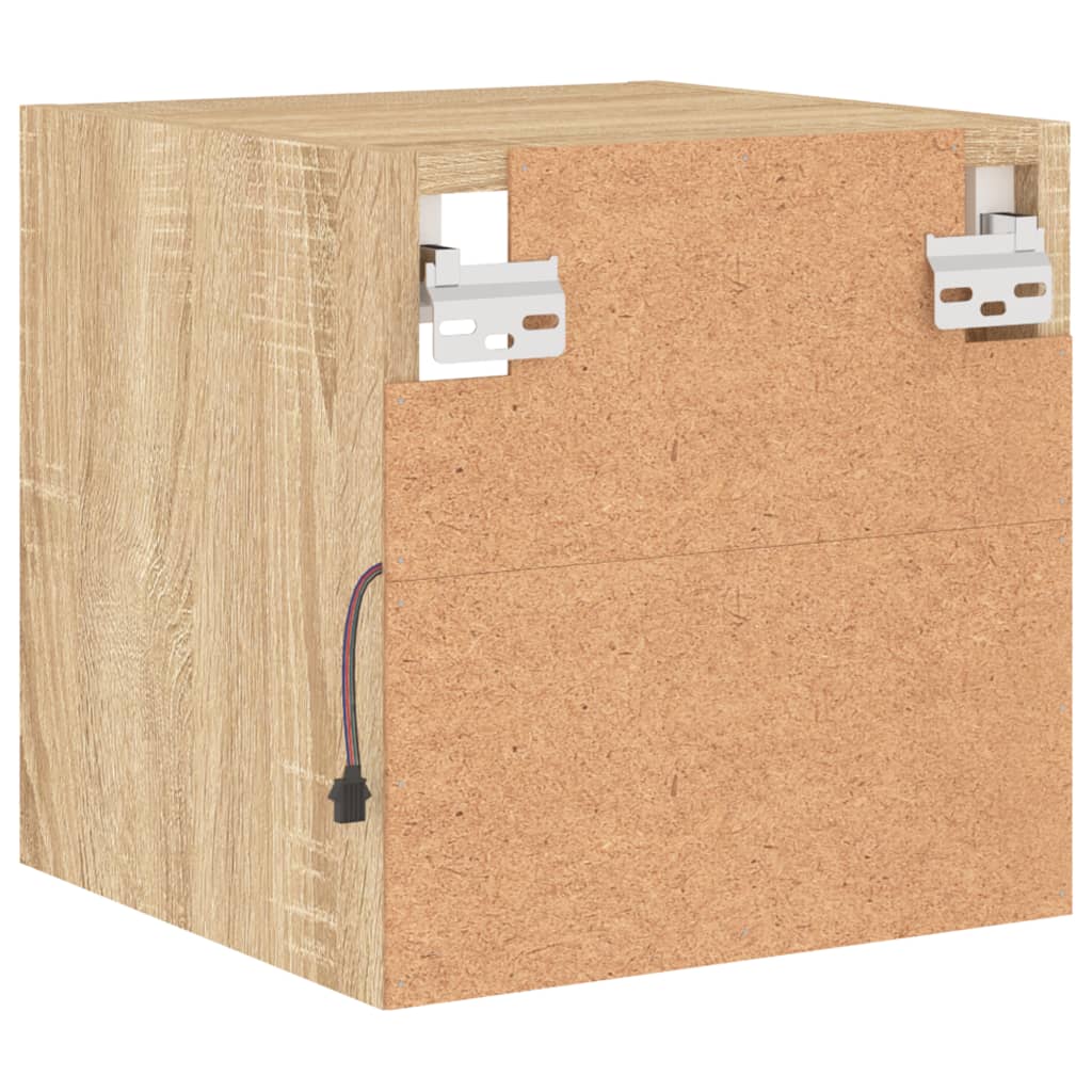 sonoma tölgy színű fali TV-szekrény LED-ekkel 30 x 28,5 x 30 cm