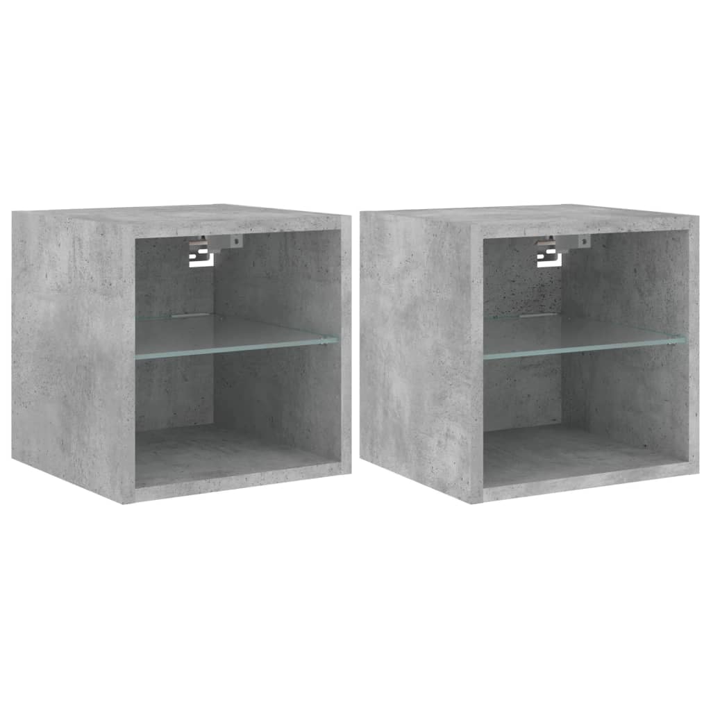 2 db betonszürke fali TV-szekrény LED-ekkel 30 x 28,5 x 30 cm