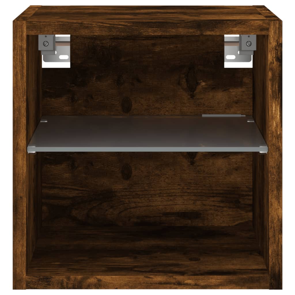füstös tölgy színű fali TV-szekrény LED-ekkel 30 x 28,5 x 30 cm
