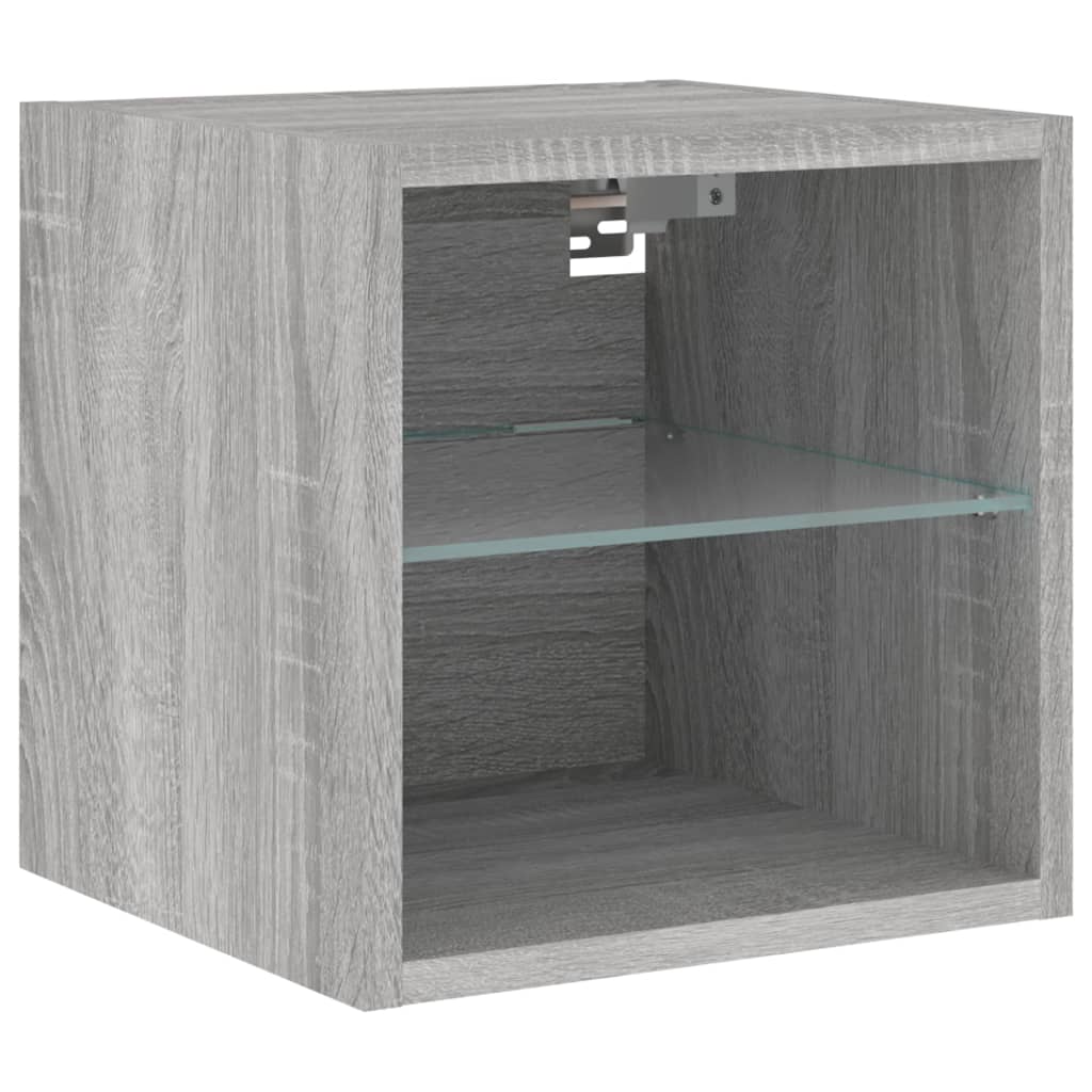 szürke sonoma színű fali TV-szekrény LED-ekkel 30x28,5x30 cm
