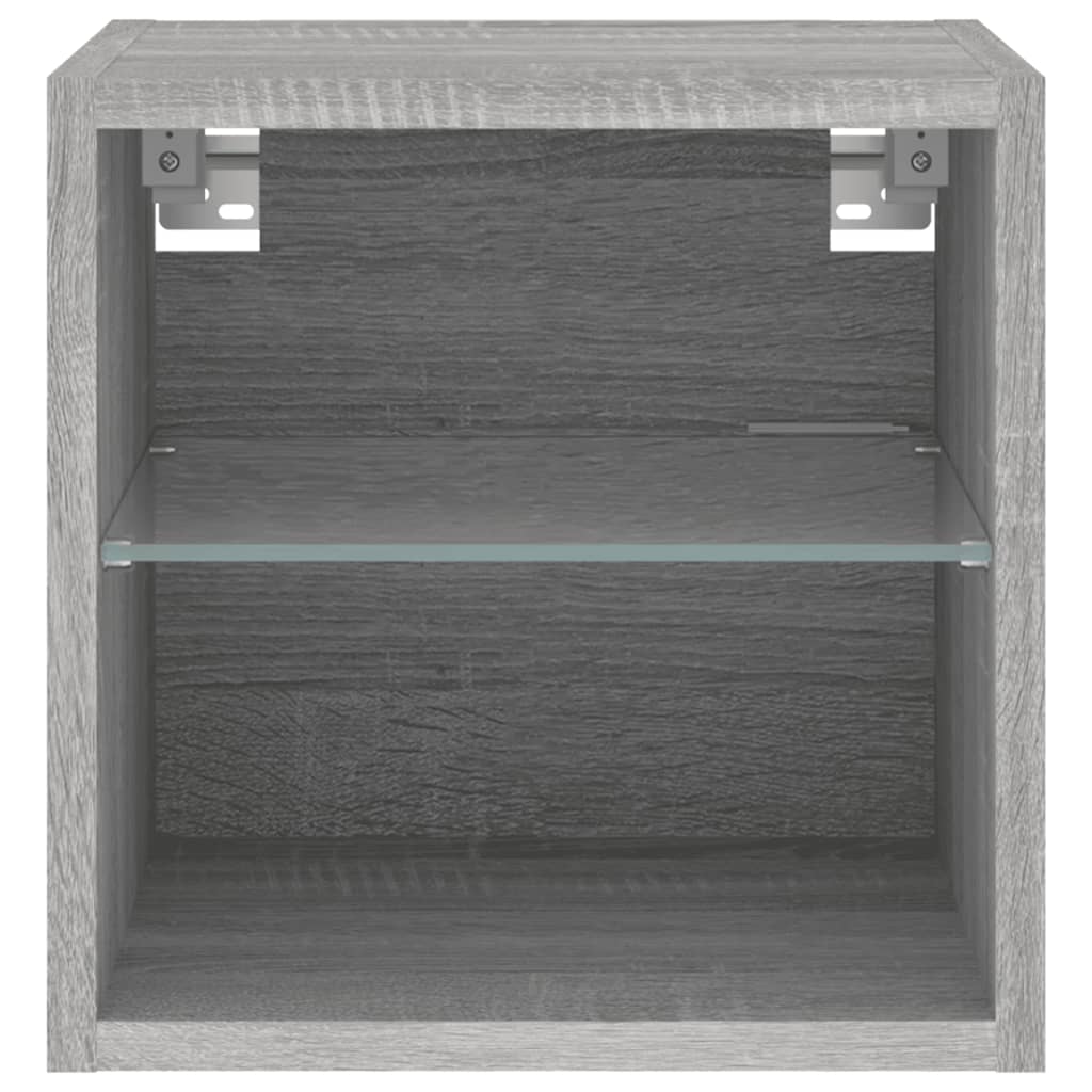 szürke sonoma színű fali TV-szekrény LED-ekkel 30x28,5x30 cm