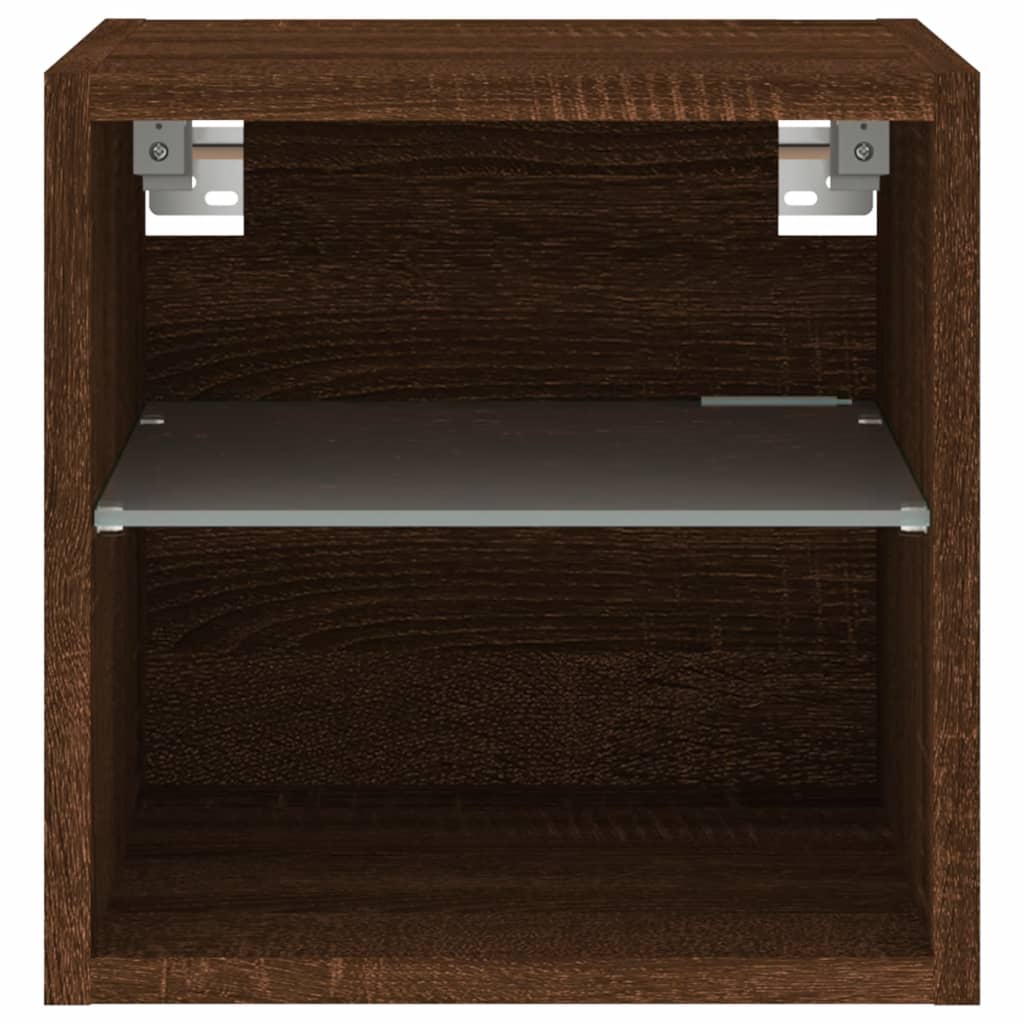 barna tölgy színű fali TV-szekrény LED-ekkel 30 x 28,5 x 30 cm