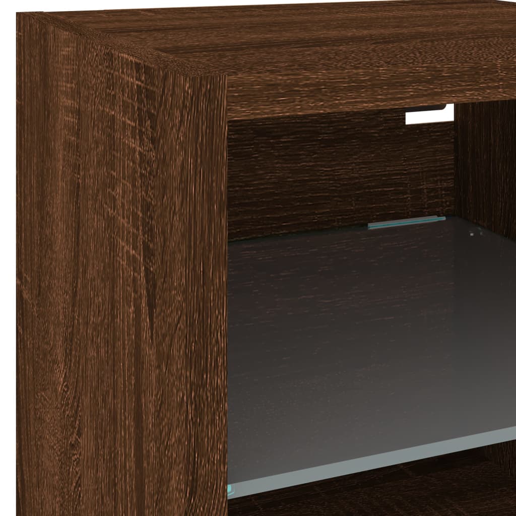 2 db barna tölgyszínű fali TV-szekrény LED-del 30x28,5x30 cm
