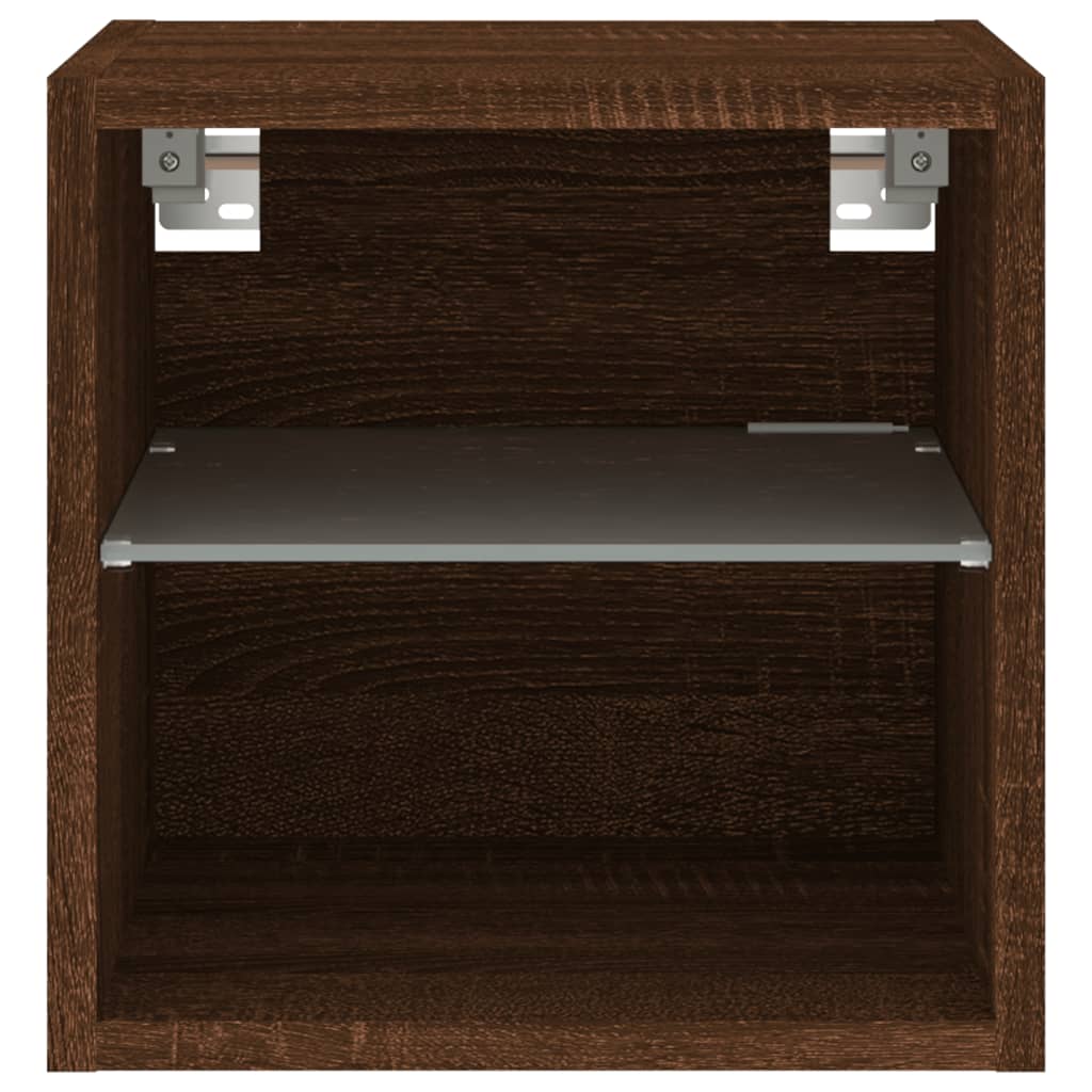 2 db barna tölgyszínű fali TV-szekrény LED-del 30x28,5x30 cm