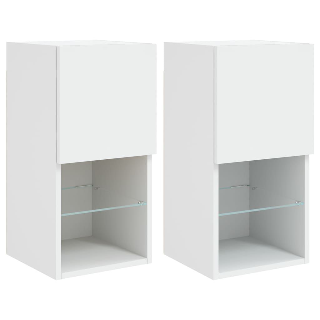 2 db fehér TV-szekrény LED-lámpákkal 30,5x30x60 cm