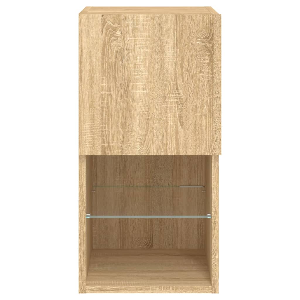 2 db sonoma tölgy színű TV-szekrény LED-lámpákkal 30,5x30x60 cm