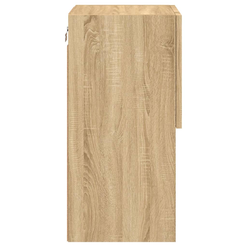 2 db sonoma tölgy színű TV-szekrény LED-lámpákkal 30,5x30x60 cm