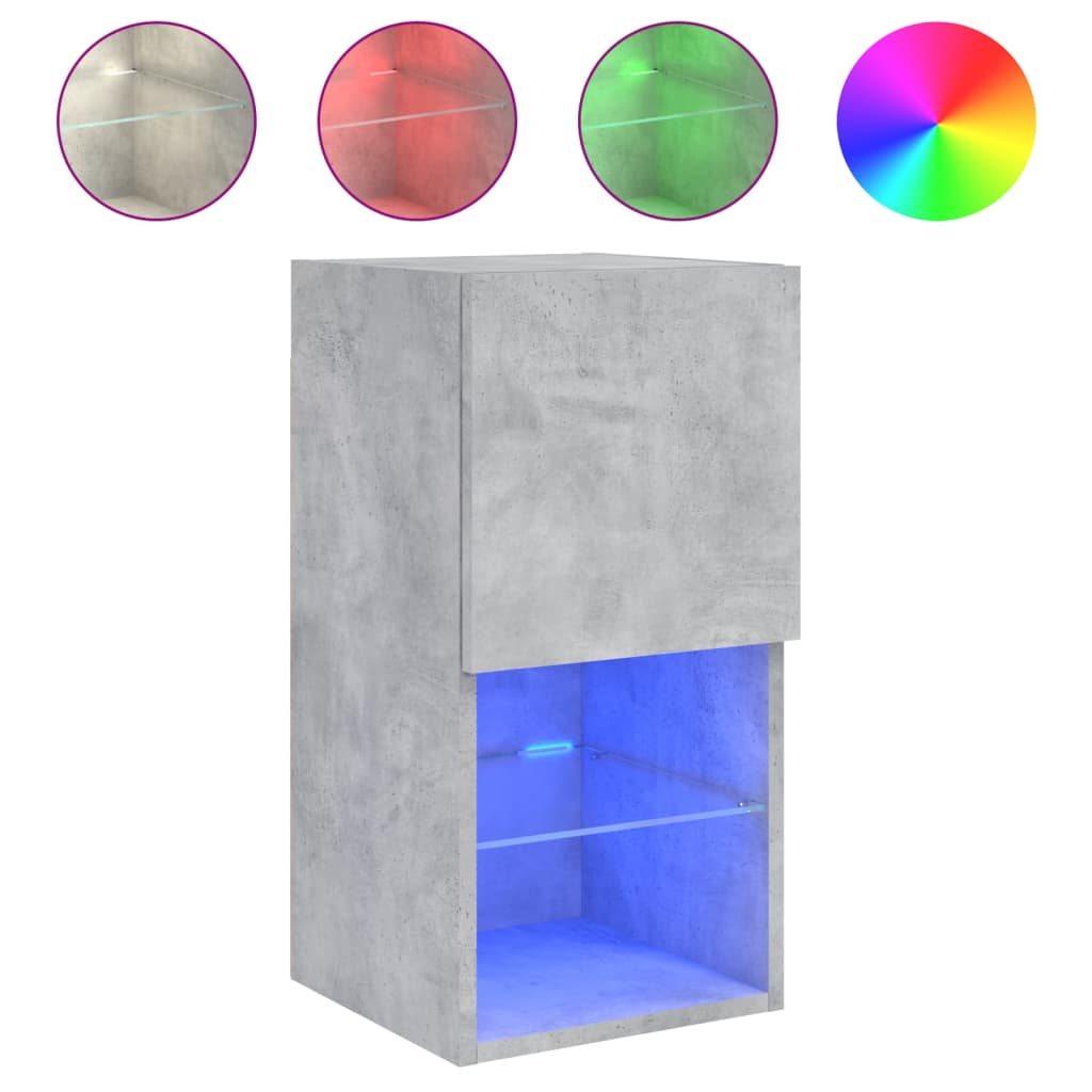 2 db betonszürke TV-szekrény LED-lámpákkal 30,5 x 35 x 40 cm