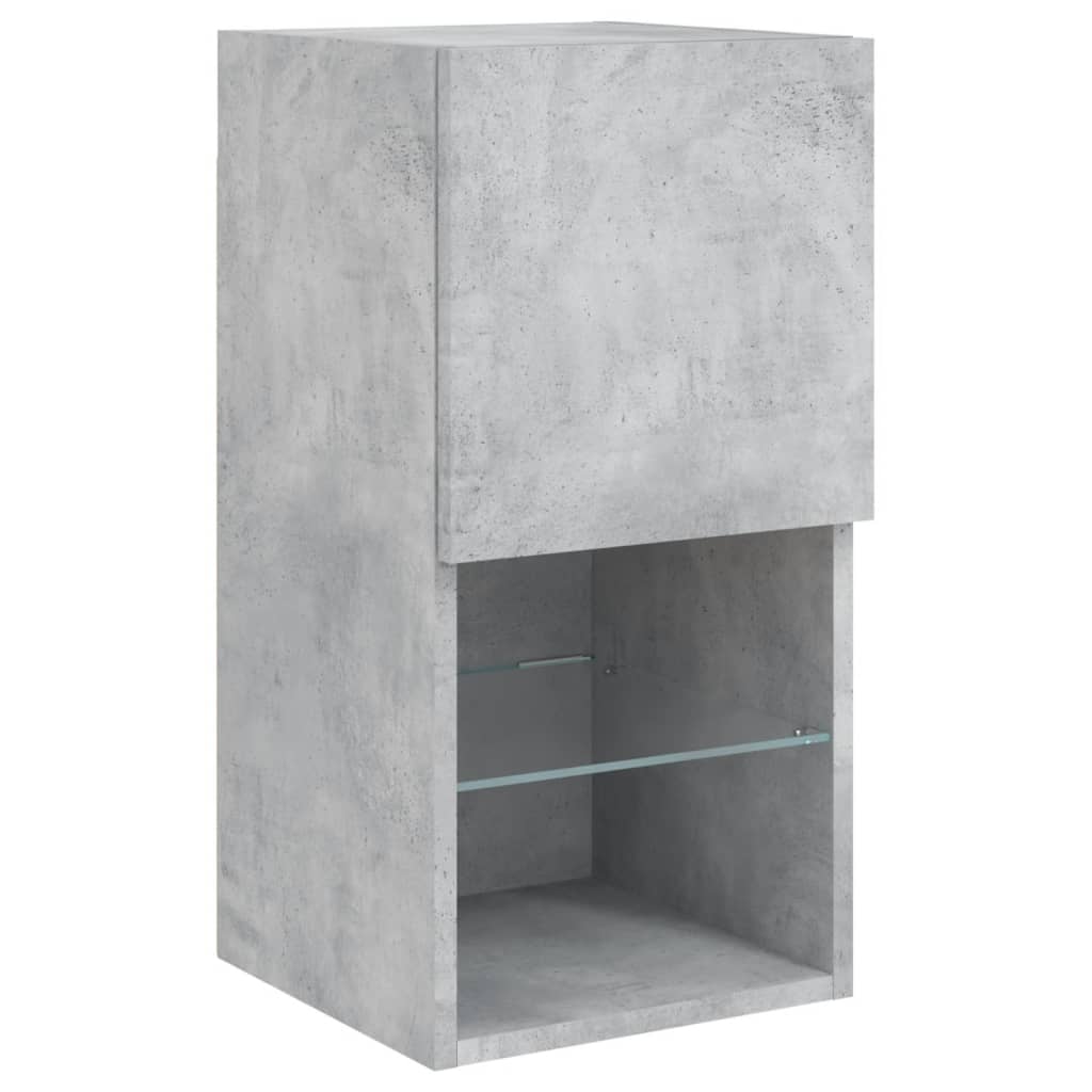 2 db betonszürke TV-szekrény LED-lámpákkal 30,5 x 35 x 40 cm