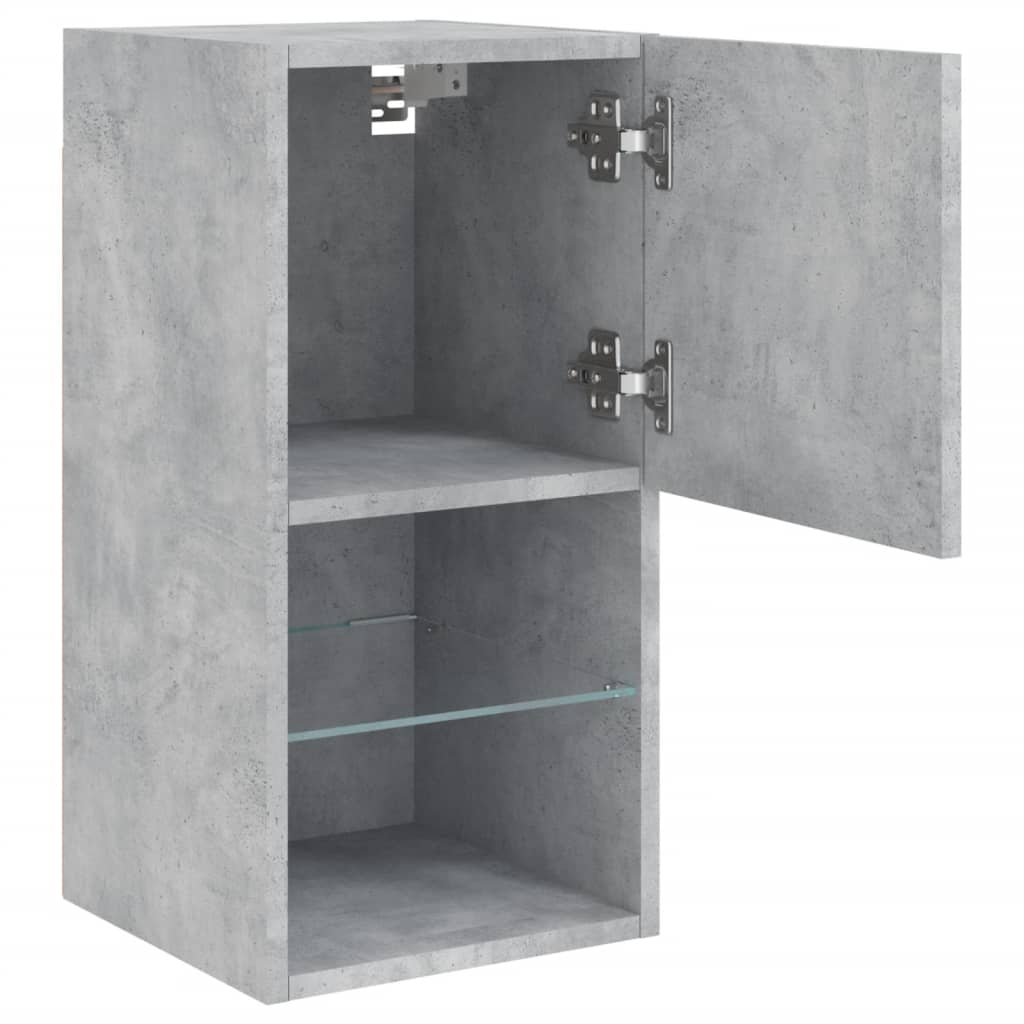 2 db betonszürke TV-szekrény LED-lámpákkal 30,5 x 35 x 40 cm