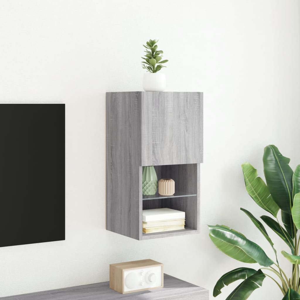 szürke sonoma TV-szekrény LED-lámpákkal 30,5 x 30 x 60 cm