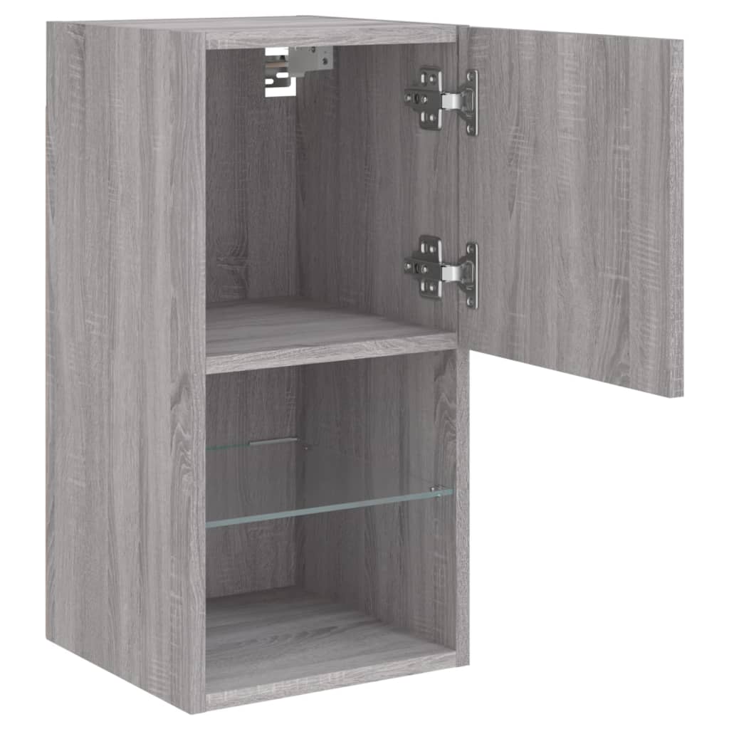 2 db szürke sonoma TV-szekrény LED lámpákkal 30,5x30x60 cm
