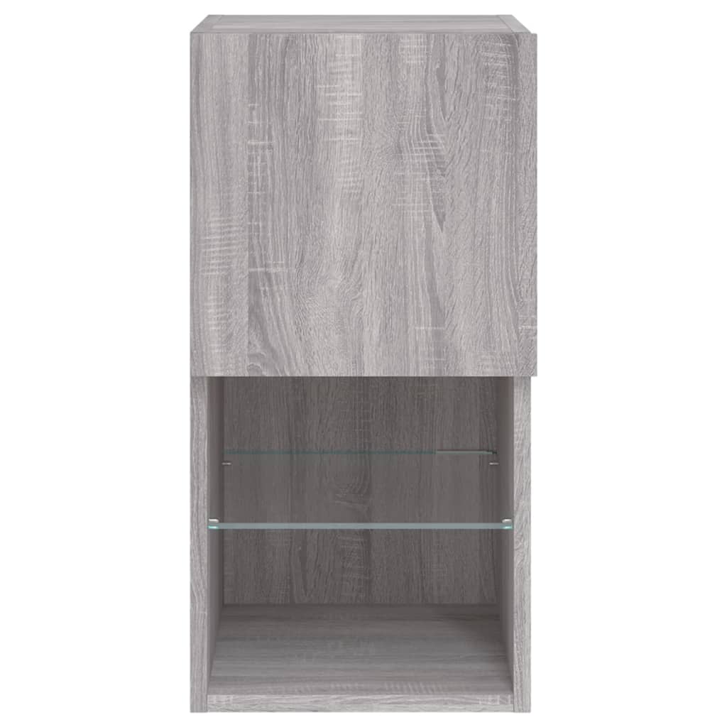 2 db szürke sonoma TV-szekrény LED lámpákkal 30,5x30x60 cm