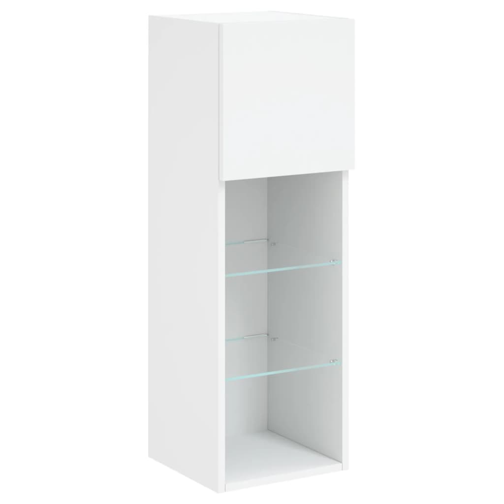 fehér TV-szekrény LED-lámpákkal 30,5x30x90 cm