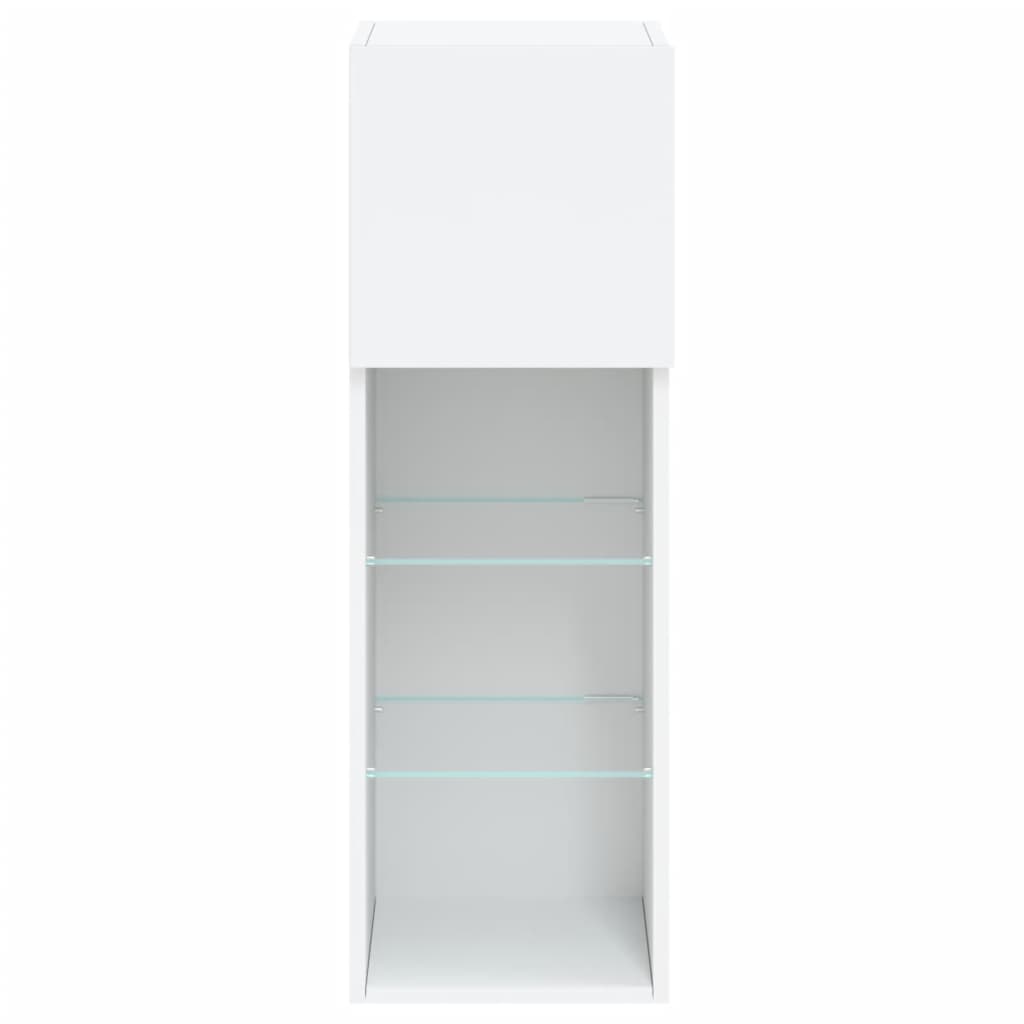fehér TV-szekrény LED-lámpákkal 30,5x30x90 cm