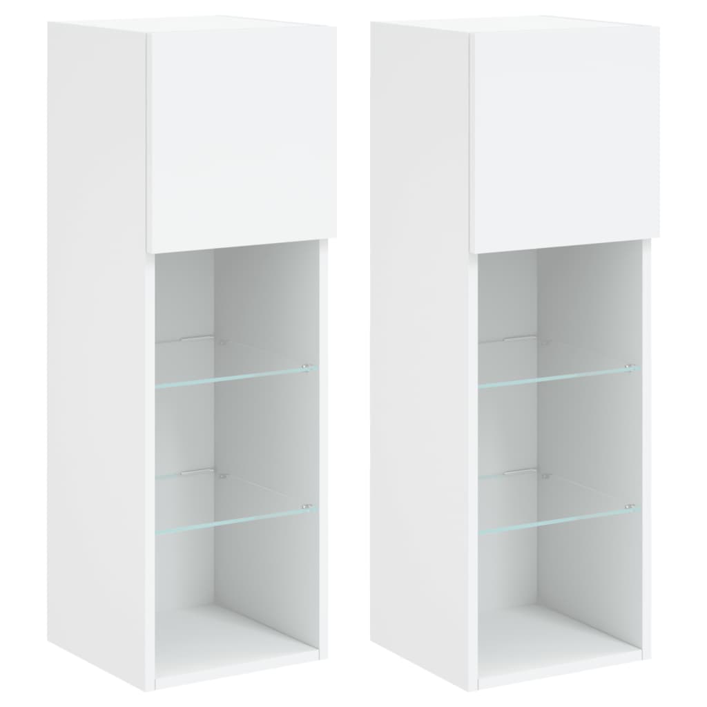 2 db fehér TV-szekrény LED-világítással 30,5 x 30 x 90 cm