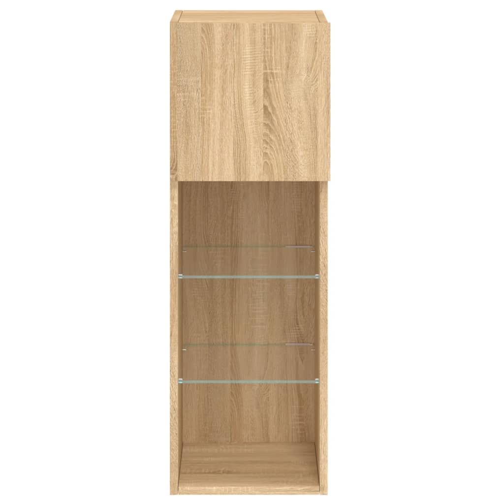 sonoma tölgy színű TV-szekrény LED-lámpákkal 30,5x30x90 cm