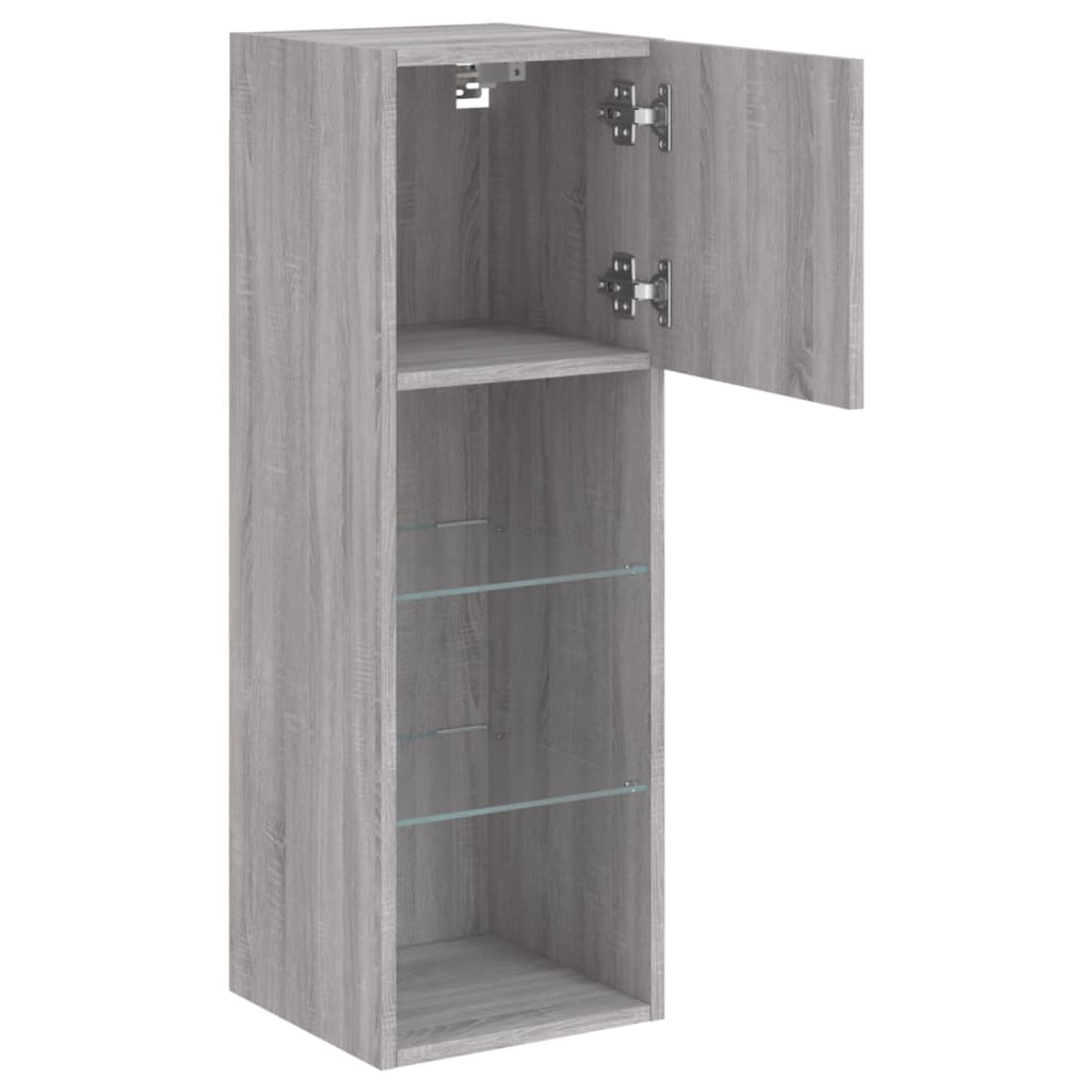 szürke sonoma színű TV-szekrény LED-lámpákkal 30,5x30x90 cm
